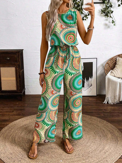 Combinaison Avec Motif Imprimé Et Taille Élastique Pour Femme | Idéal Pour L’été