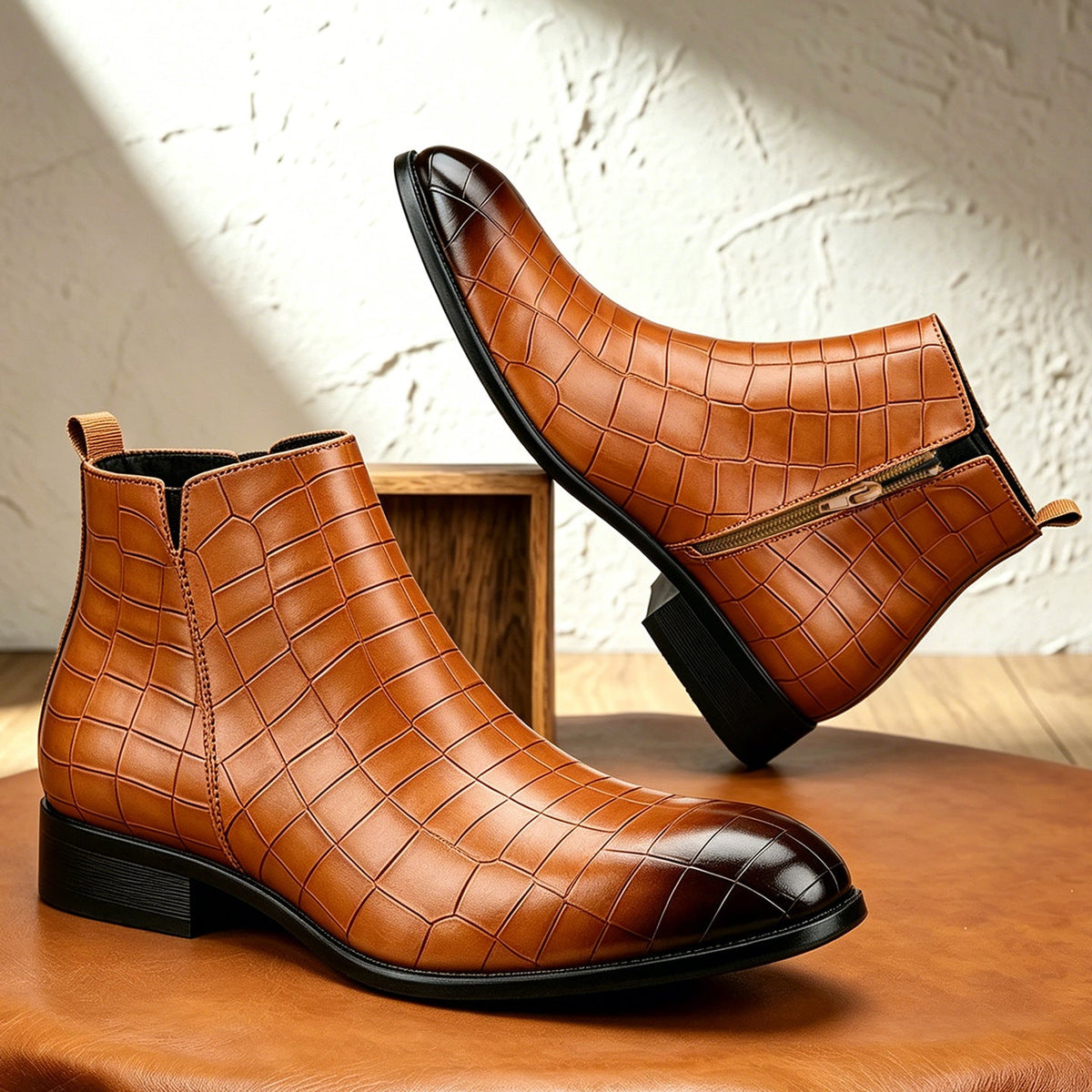 Bottines Chelsea à motif croco pour hommes