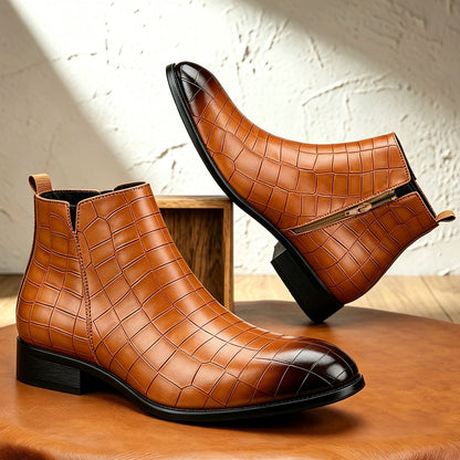 Bottines Chelsea à motif croco pour hommes