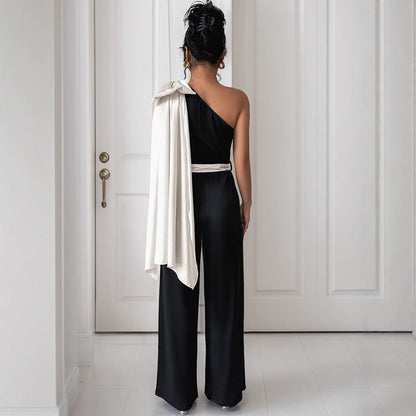 Combinaison One-Shoulder Avec Ceinture À Nouer Pour Femme | Idéale Pour Les Occasions Habillées