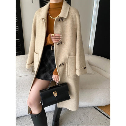 Manteau long à brandebourgs pour femmes