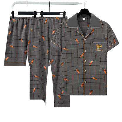 Ensemble de Pyjama pour Homme avec T‑Shirt, Short et Pantalon pour un Usage Quotidien | Idéal pour le Printemps et l’Été