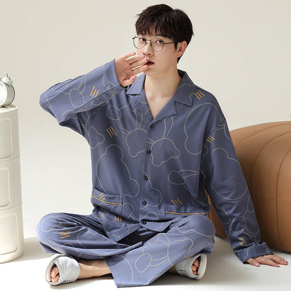 Pyjama pour Homme avec Haut à Manches Longues et Pantalon pour un Usage Quotidien | Idéal pour le Printemps et l’Automne