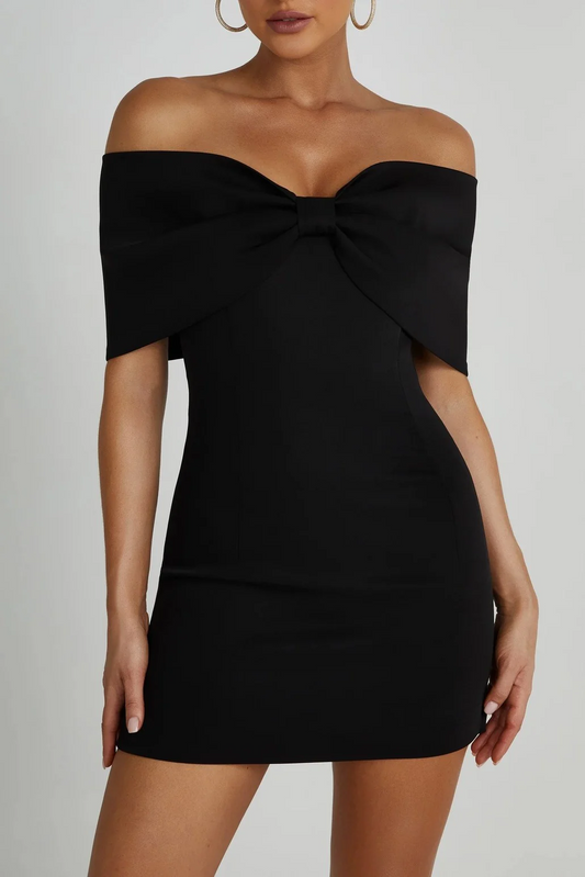 Robe Mini avec Nœud Épaules Dénudées pour Femme | Idéale pour les Soirées et les Occasions Spéciales