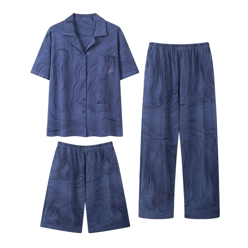 Ensemble de Pyjama pour Homme avec Haut à Manches Courtes, Short et Pantalon | Idéal pour l’Été