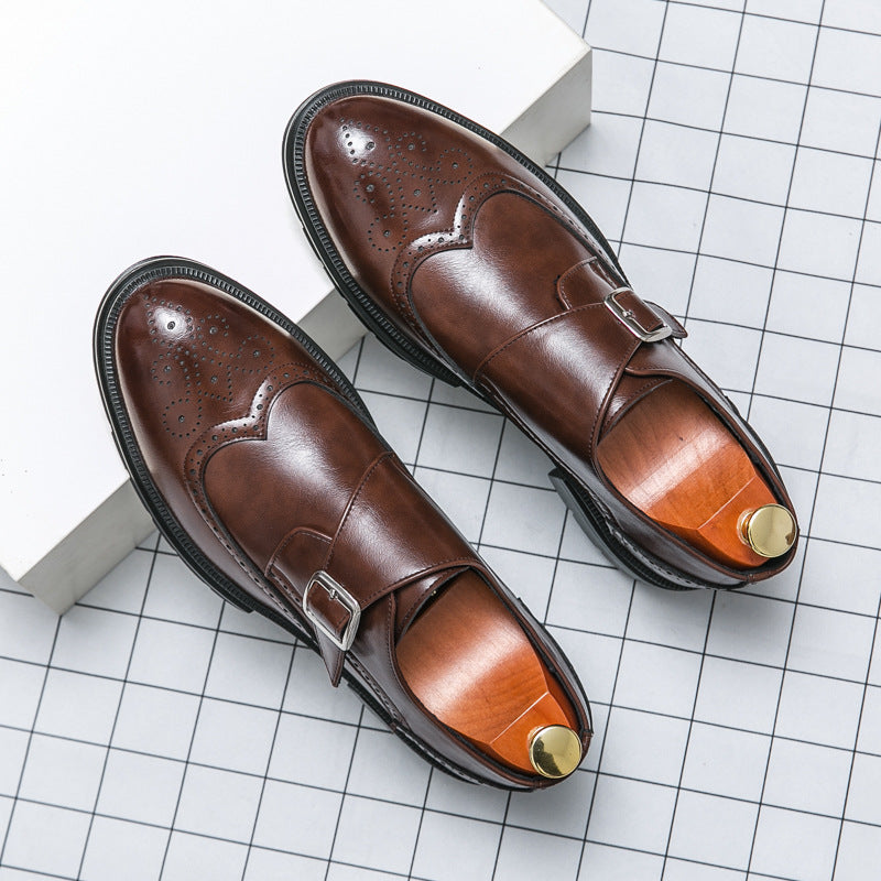 Chaussures monk strap avec perforations brogue pour homme | idéal pour le bureau et les occasions habillées