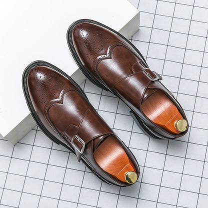 Chaussures monk strap avec perforations brogue pour homme | idéal pour le bureau et les occasions habillées