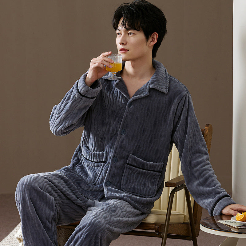 Pyjama Deux Pièces pour Homme avec Haut à Manches Longues et Pantalon | Idéal pour l’Automne et l’Hiver