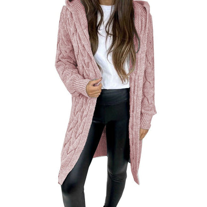 Cardigan à capuche à motif en relief pour femmes