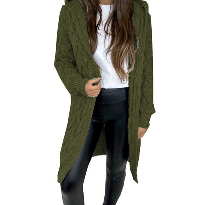 Cardigan à capuche à motif en relief pour femmes
