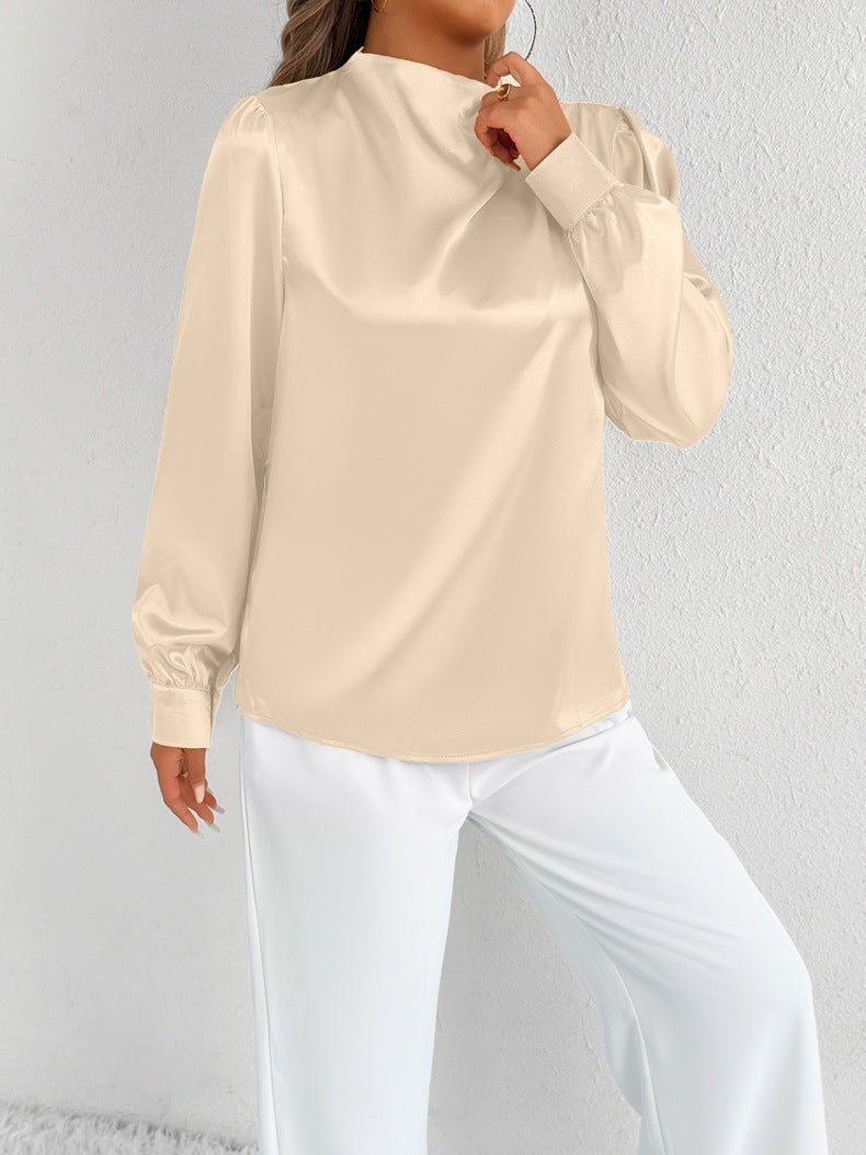 Blouse Avec Col Montant Et Manches Longues Pour Femme | Idéale Pour Le Bureau Et Les Occasions Formelles