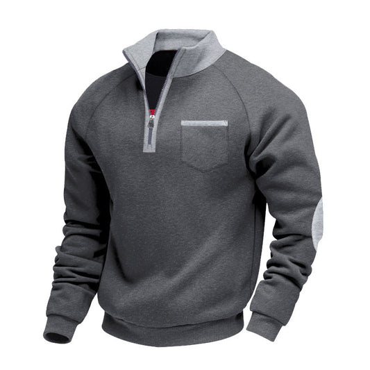 Sweatshirt À Col Zippé Quart Avec Poches Poitrine Pour Adultes | Idéal Pour Saisons Fraîches