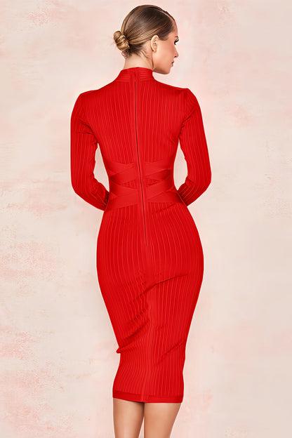 Robe Midi avec Col Montant et Coupe Ajustée pour Femmes | Idéale pour les Occasions Quotidiennes et Professionnelles
