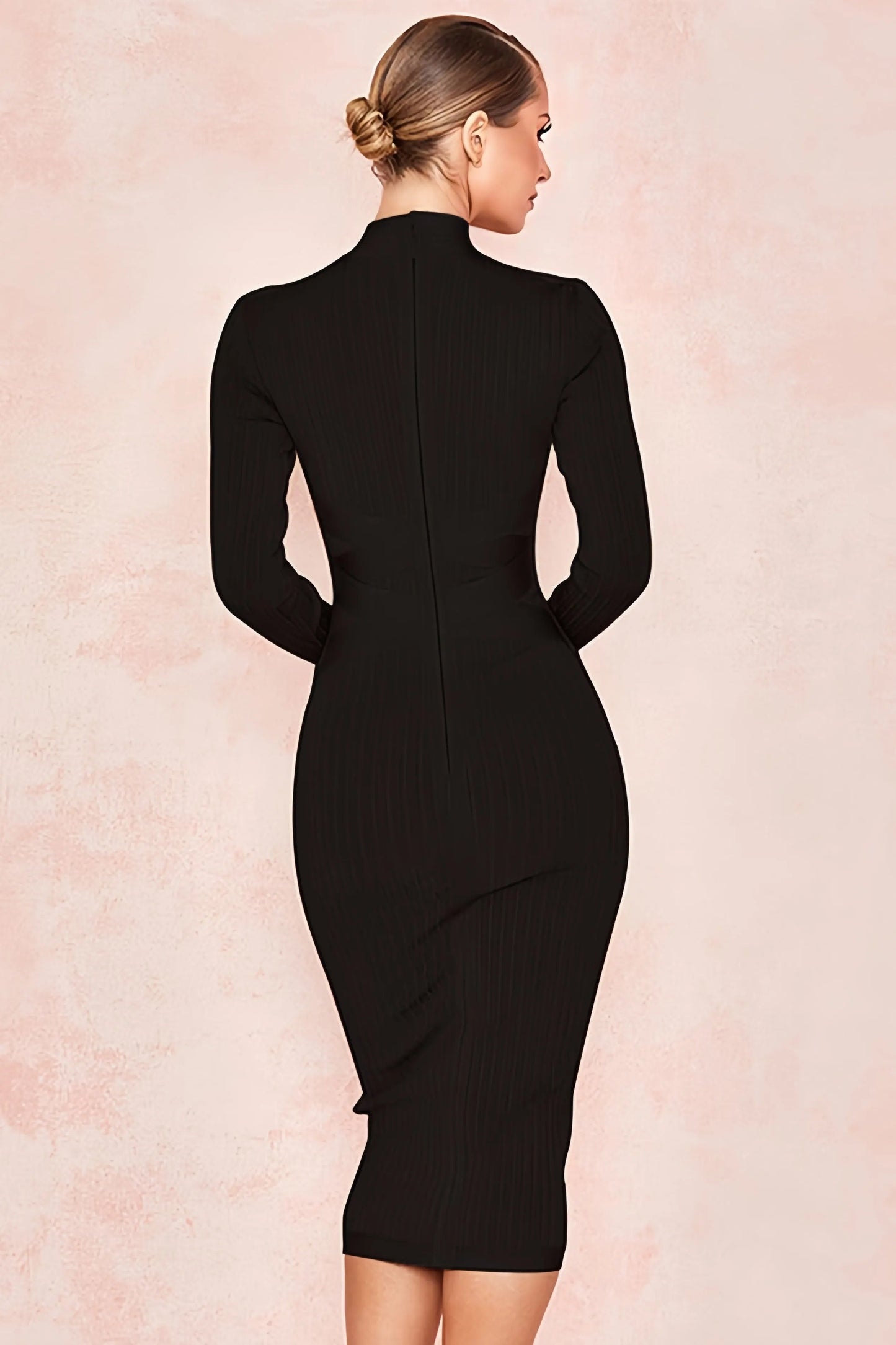 Robe Midi avec Col Montant et Coupe Ajustée pour Femmes | Idéale pour les Occasions Quotidiennes et Professionnelles