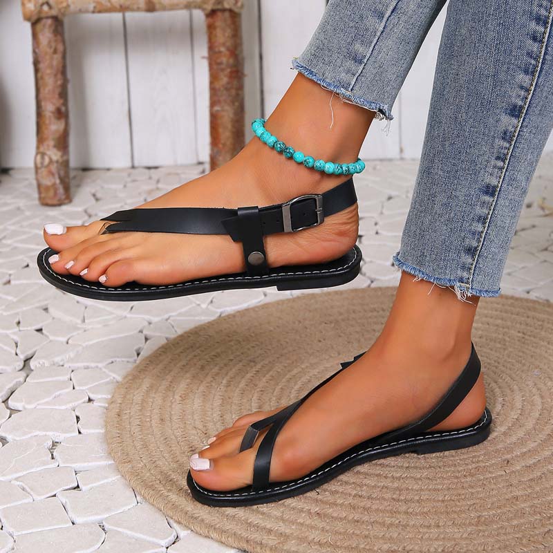 Sandales Plates Avec Brides Multiples Pour Femmes | Idéal Pour Saison Estivale