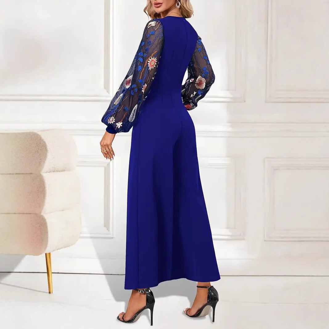 Combinaison Avec Manches En Dentelle Florale Et Coupe Ajustée Pour Femmes | Idéale Pour Les Occasions Festives
