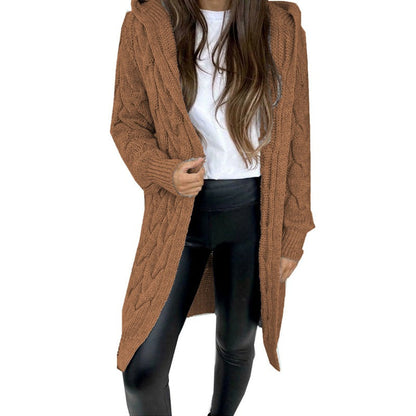 Cardigan à capuche à motif en relief pour femmes