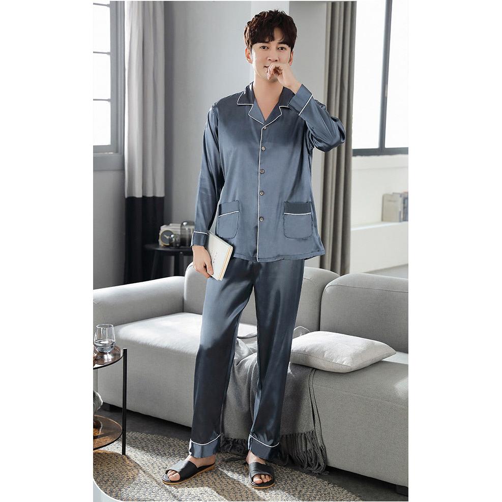 Pyjama Deux Pièces pour Homme avec Haut à Manches Longues et Pantalon | Idéal pour le Printemps et l’Été