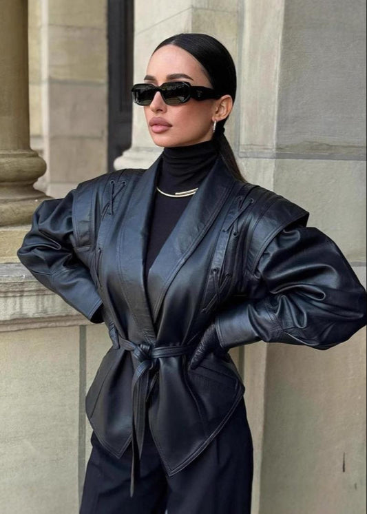 Blazer Ajusté Avec Ceinture À Nouer Et Détails Épaules Pour Femme | Idéal Pour Un Usage Quotidien