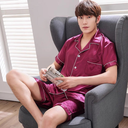 Pyjama d’Été pour Homme avec Haut à Manches Courtes et Pantalon | Idéal pour le Printemps et l’Été