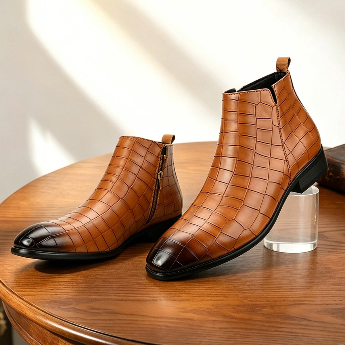 Bottines Chelsea à motif croco pour hommes