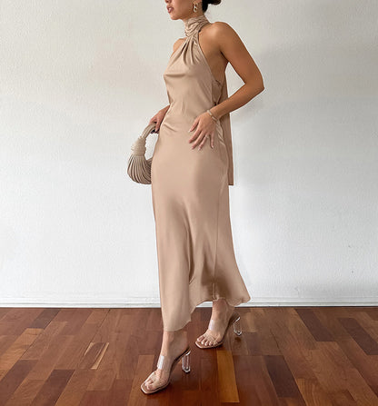 Robe Longue À Col Montant Drapé Pour Femmes | Idéale Pour Mariages Et Événements