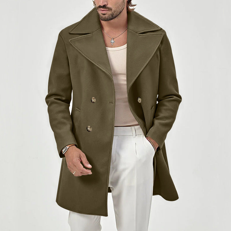 Manteau croisé à revers larges pour hommes