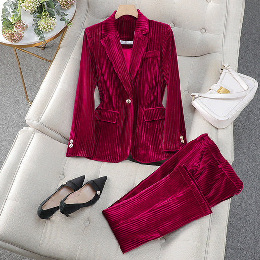 Ensemble Tailleur Ajusté avec Revers Classiques pour Femme | Idéal pour Le Bureau Et Les Événements Formels