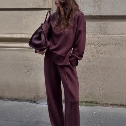Ensemble Tricoté Avec Col Roulé Et Pantalon Large Pour Femmes | Idéal Pour Usage Quotidien Et Saison Froide