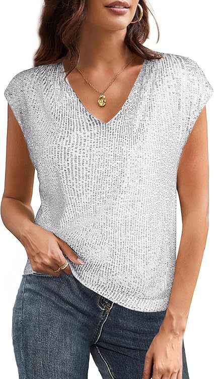 Haut À Paillettes Avec Col En V Pour Femmes | Idéal Pour Soirées Et Occasions