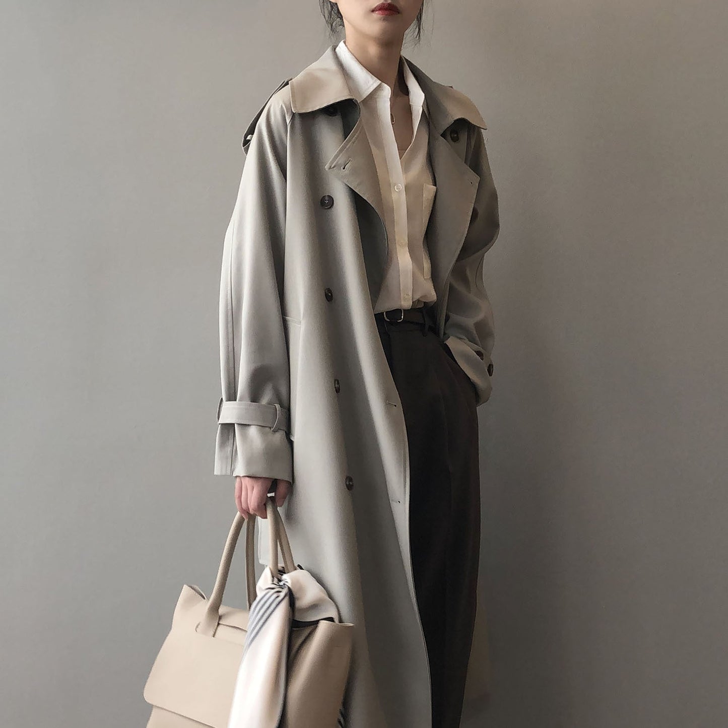 Trench-Coat À Double Boutonnage Avec Coupe Structurée Pour Femme | Idéal Pour La Mi-Saison Et Les Déplacements Quotidiens