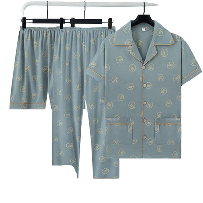 Ensemble de Pyjama pour Homme avec T‑Shirt, Short et Pantalon pour un Usage Quotidien | Idéal pour le Printemps et l’Été