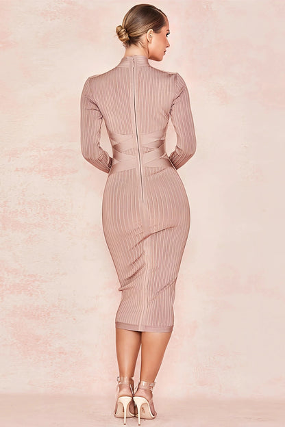 Robe Midi avec Col Montant pour Femme | Idéale pour le Travail ou les Sorties en Soirée