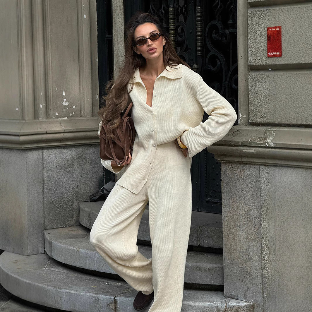 Ensemble Deux Pièces avec Chemise Boutonnée et Pantalon Ample pour Femme | Idéal pour le Quotidien