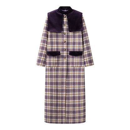 Trench-Coat à Motif Carreaux avec Poches Plaquées pour Femmes | Idéal pour Mi-Saison et Usage Quotidien