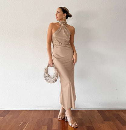 Robe Longue À Col Montant Drapé Pour Femmes | Idéale Pour Mariages Et Événements