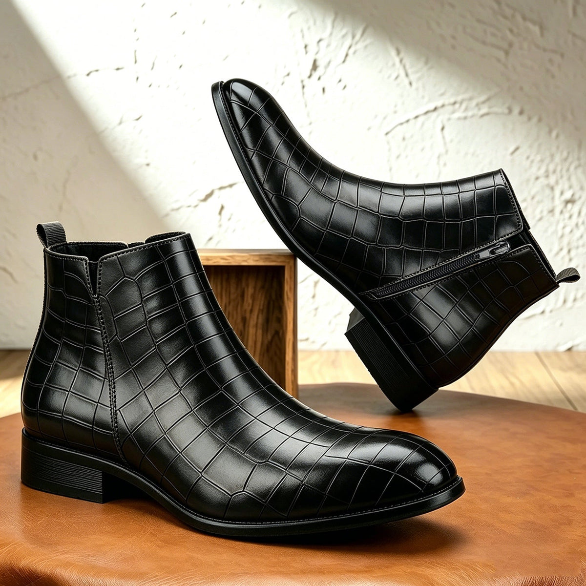 Bottines Chelsea à motif croco pour hommes