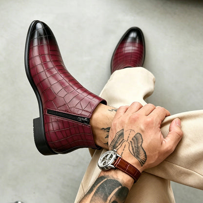 Bottines Chelsea à motif croco pour hommes