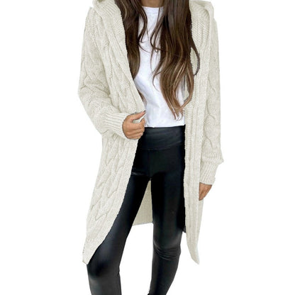 Cardigan à capuche à motif en relief pour femmes