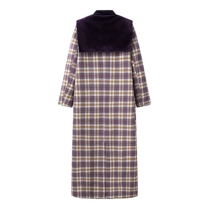 Trench-Coat à Motif Carreaux avec Poches Plaquées pour Femmes | Idéal pour Mi-Saison et Usage Quotidien