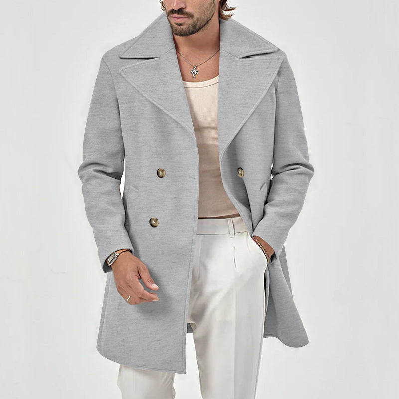 Manteau croisé à revers larges pour hommes