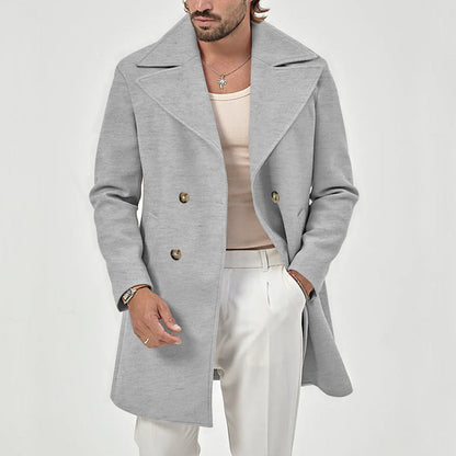 Manteau croisé à revers larges pour hommes