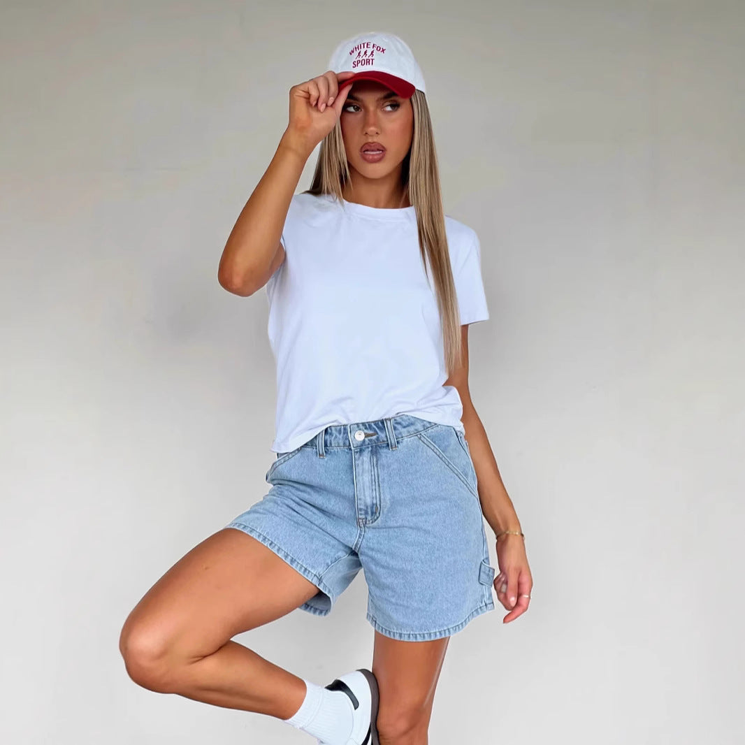 Short Denim Taille Haute Coupe Décontractée Pour Femmes | Idéal Pour L’été