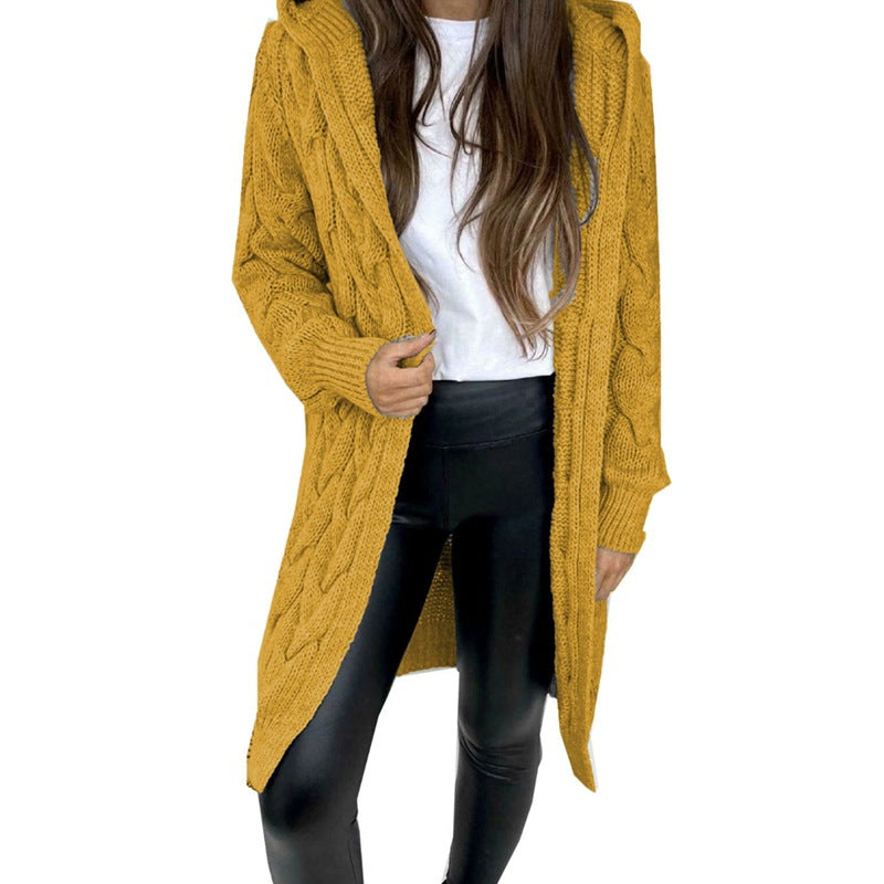 Cardigan à capuche à motif en relief pour femmes