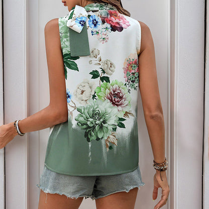 Halter Top Sans Manches À Imprimé Floral Pour Femme | Idéal Pour Saison Printemps Et Été
