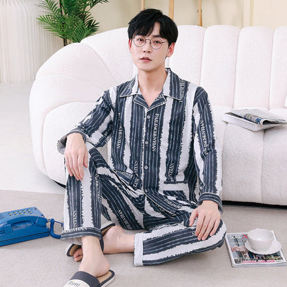 Pyjama Deux Pièces pour Homme avec Haut à Manches Longues et Pantalon | Idéal pour le Printemps et l'Automne