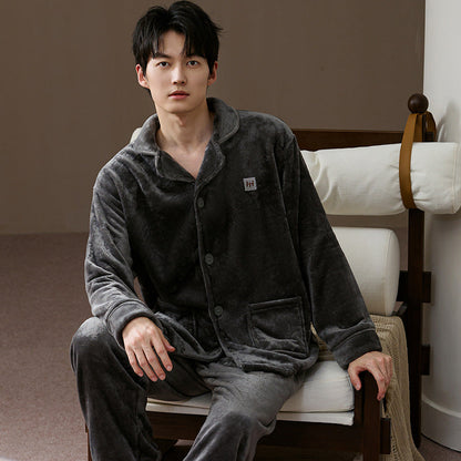 Pyjama pour Homme avec Manches Longues pour un Usage Intérieur | Idéal pour l’Automne et l’Hiver