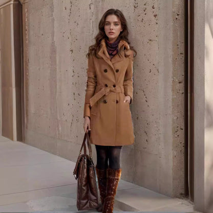 Trench-Coat avec Col à Revers Profond et Fermeture Boutonnée pour Femmes | Ideal for Mi-Saison et Usage Quotidien