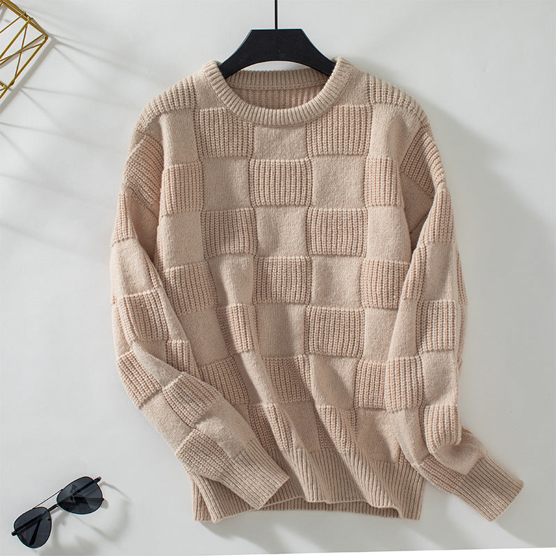 Pull Pullover À Motif Carreaux Col Rond Coupe Ample Pour Femme | Idéal Pour Usage Quotidien Et Voyage