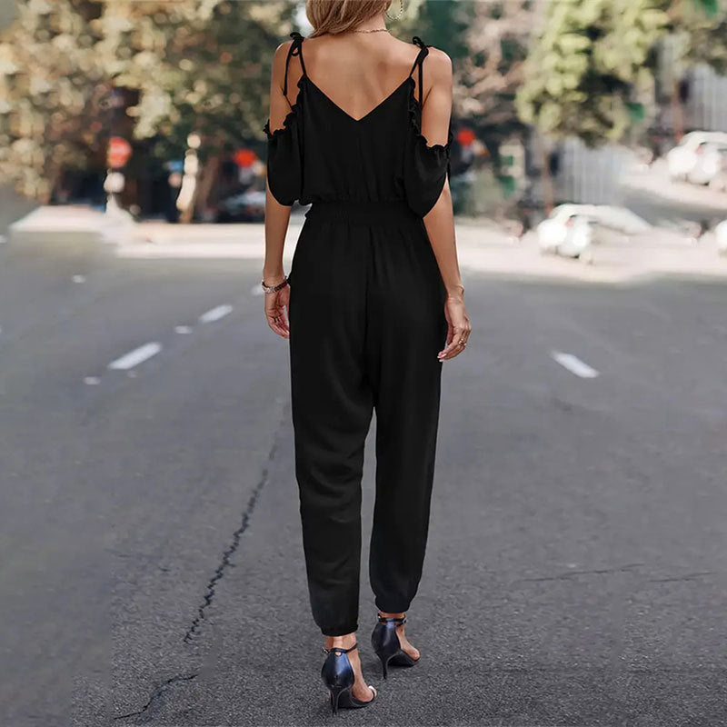 Combinaison Avec Détails À Volants Et Encolure En V Pour Femmes | Idéale Pour Les Occasions Quotidiennes Ou En Soirée